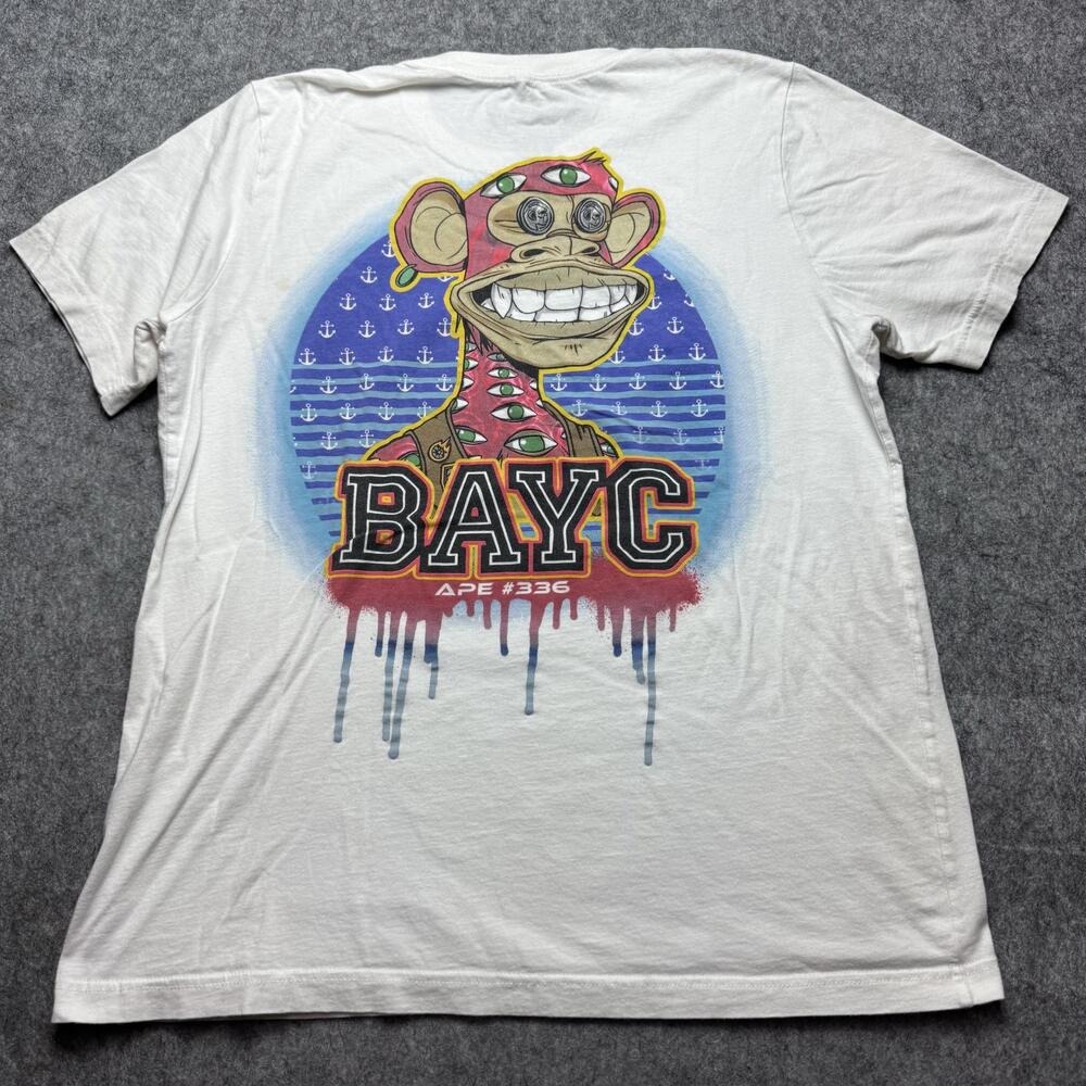 BAYC Shirt Mens Large White Bored Ape Yacht Club World Tour APE 336 Graphic Tee